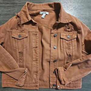 Refuge Distressed Brown Denim Jacket
